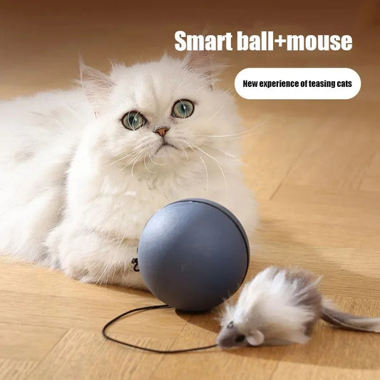 Pawora™ Smart Interactive Rolling Ball – Self-Moving Mouse Teaser Toy for Cats
