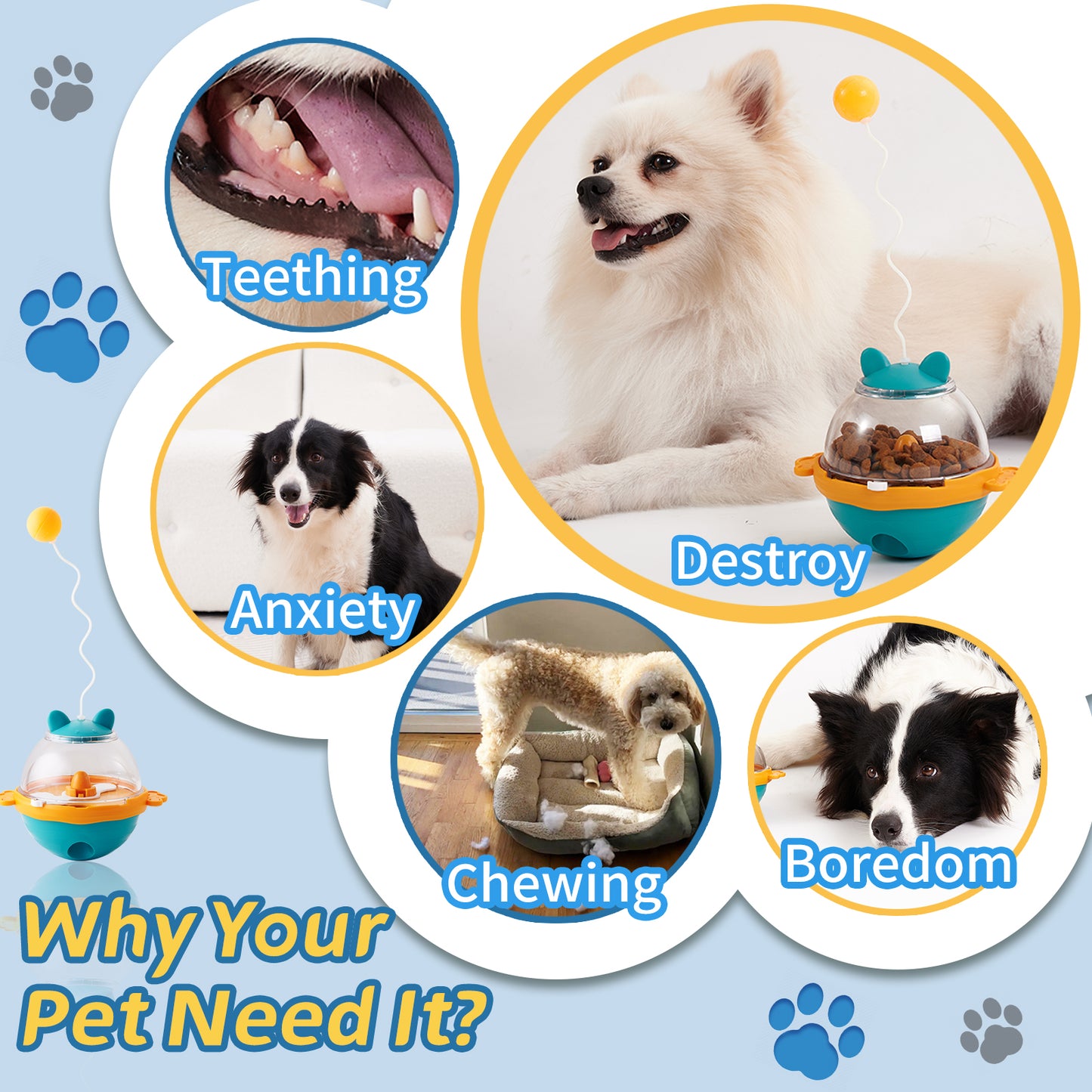 Pawora™ Interactive Tumbler Treat Dispenser – Slow Feeder Toy for Dogs & Cats