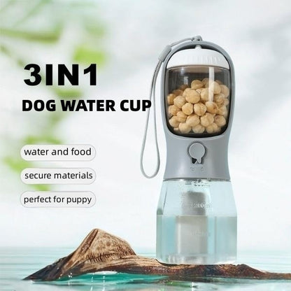 Pawora™ 3-in-1 Premium Pet Portable Water Bottle with Food & Waste Bag Dispenser