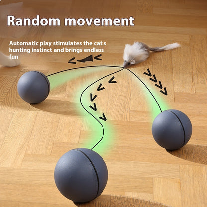 Pawora™ Smart Interactive Rolling Ball – Self-Moving Mouse Teaser Toy for Cats