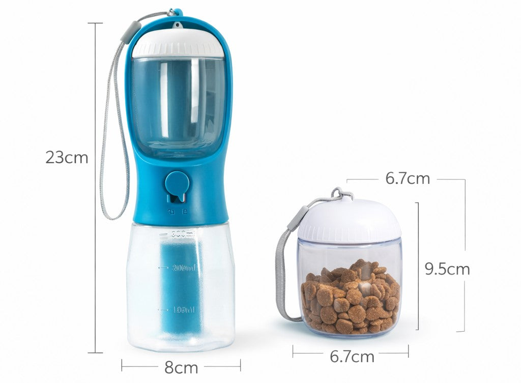 Pawora™ 3-in-1 Portable Dog Water Bottle with Food & Waste Bag Dispenser
