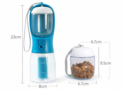 Pawora™ 3-in-1 Portable Dog Water Bottle with Food & Waste Bag Dispenser